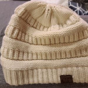 Womens CC cream colored beanie